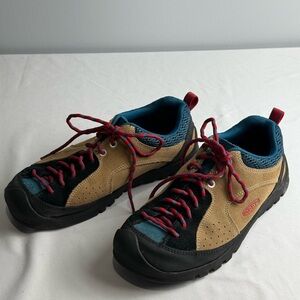 Keen Men's Tan and Black Rock Climbing  Hiking Shoes with Red Accents 9.5